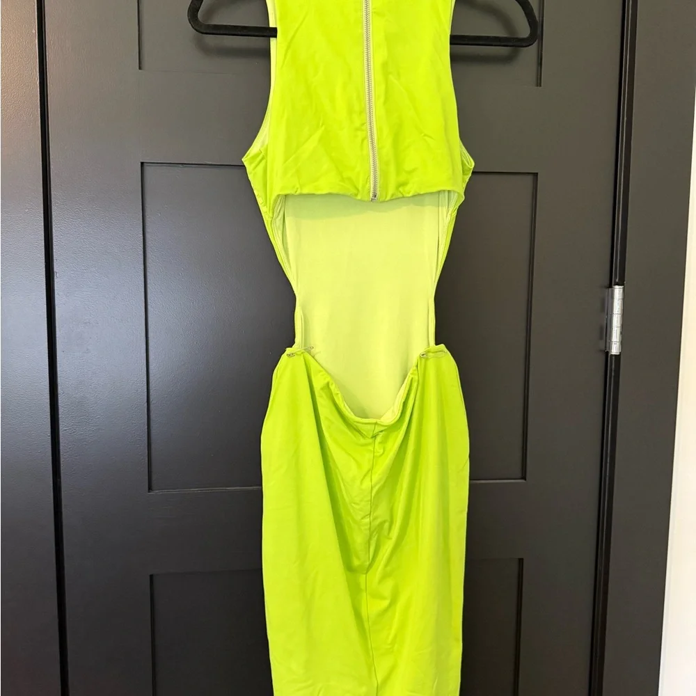 bebe Neon Green Midi Dress - Picture 2 of 3